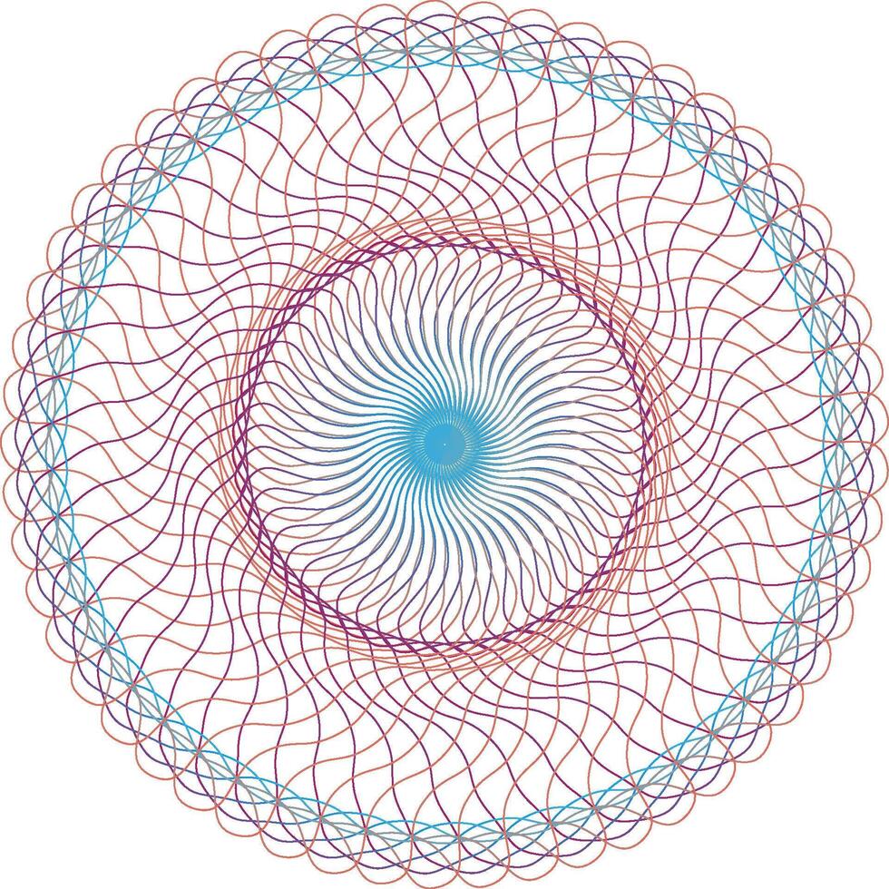 Red and Blue Guilloche Rosette vector