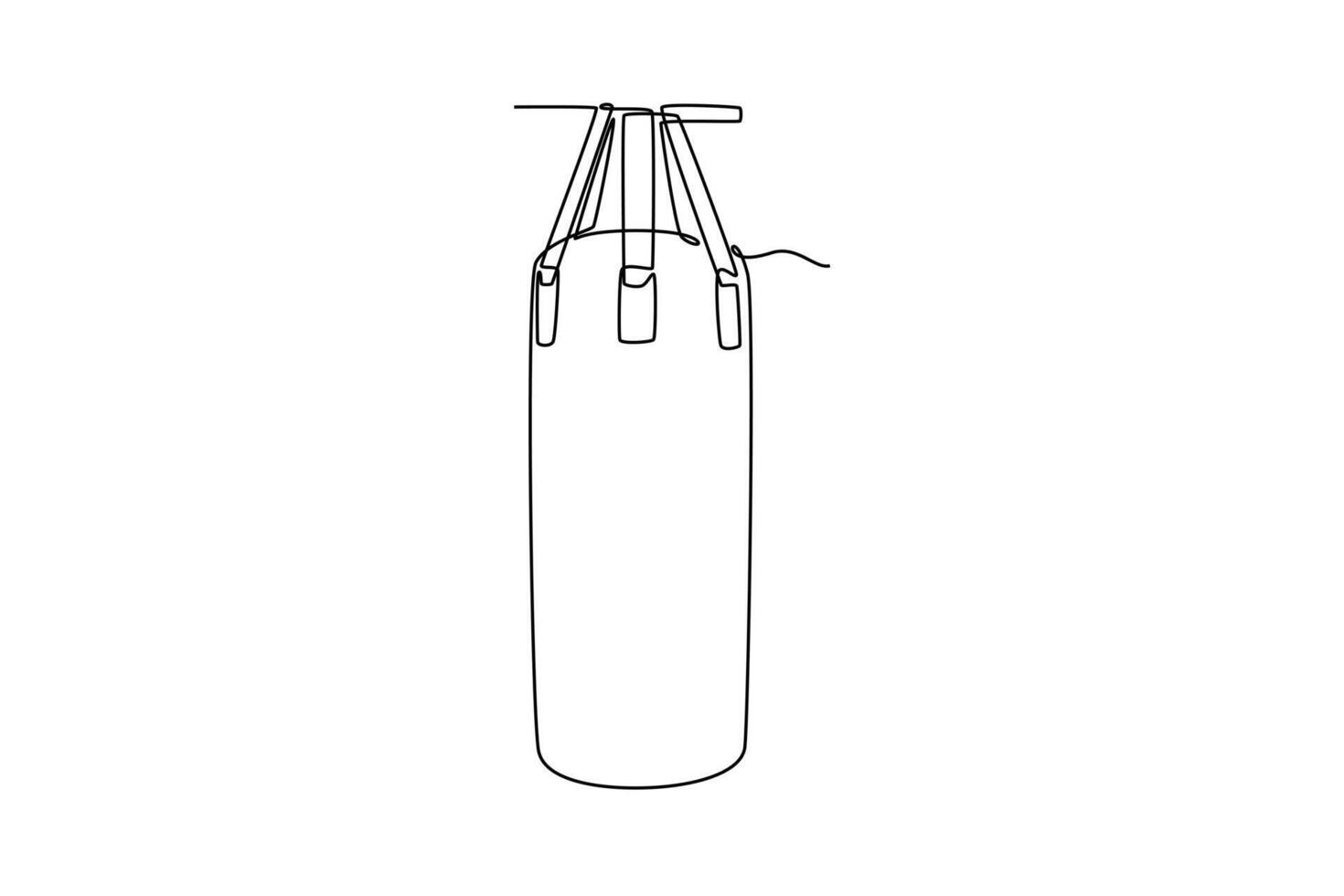 Single continuous line drawing punching bag for boxing gear logo. Boxing equipment for training at indoor gym. Boxer punch practice for match. Dynamic one line draw graphic design illustration vector