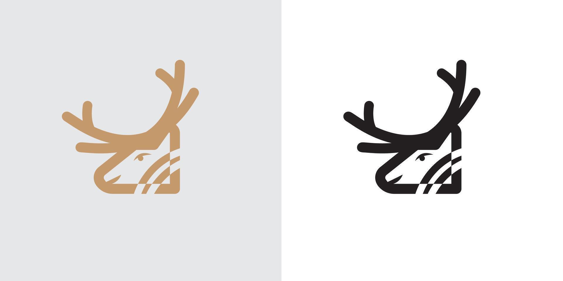 monochrome deer head logo vector