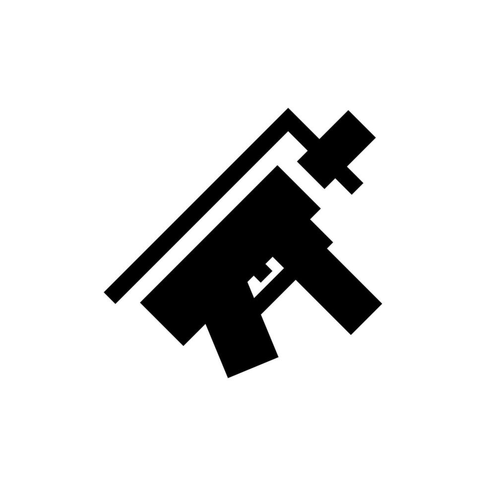 A black and white icon of a gun vector
