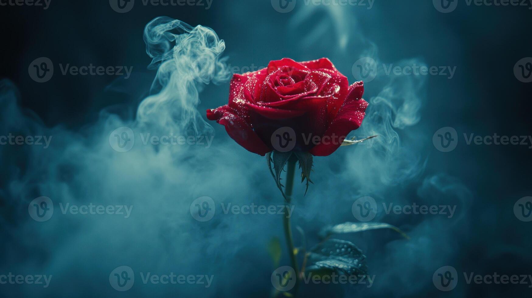 Red rose with smoke. photo