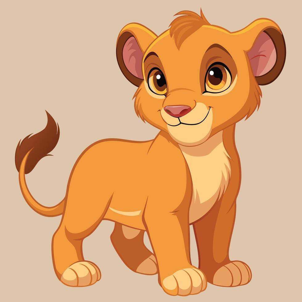 Cute Cartoon Lion Cub Art vector