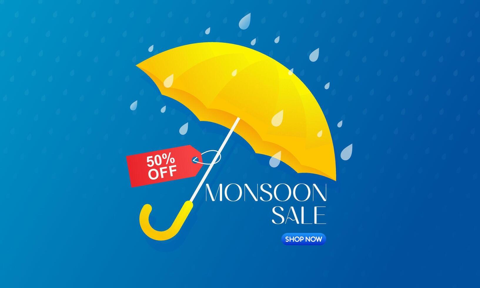 Monsoon Season Sale Banner with 3D Podium and Yellow Umbrella vector
