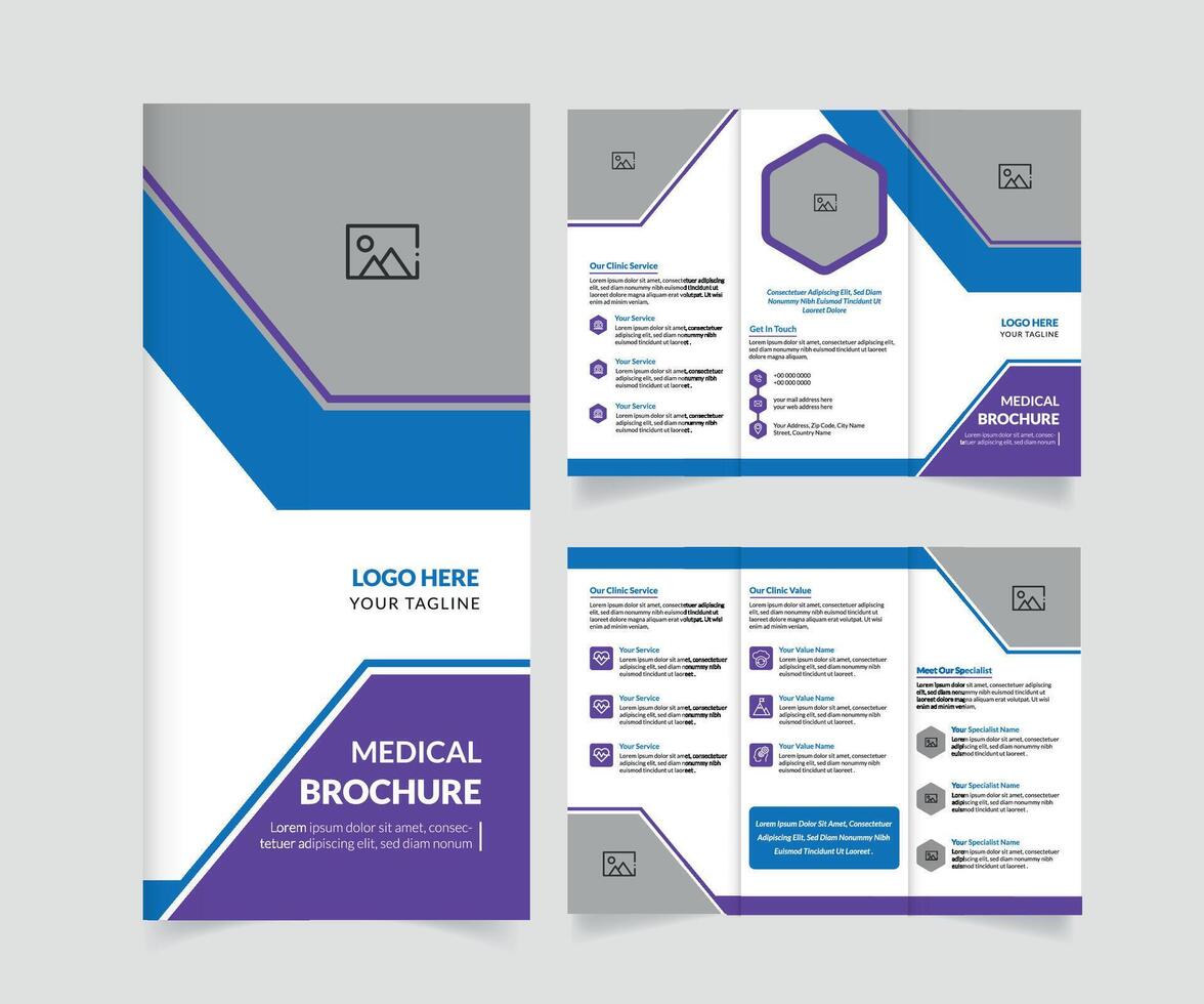 Professional Creative Medical Health care trifold brochure design vector