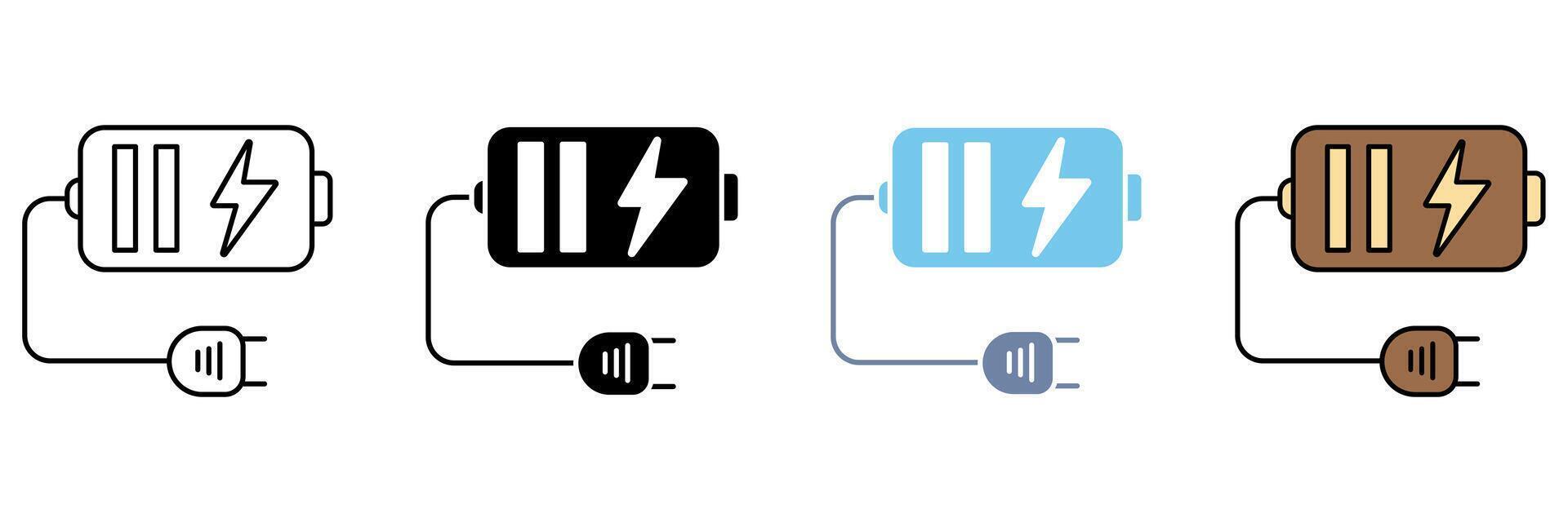 battery charging concept line icon. Simple element illustration. vector