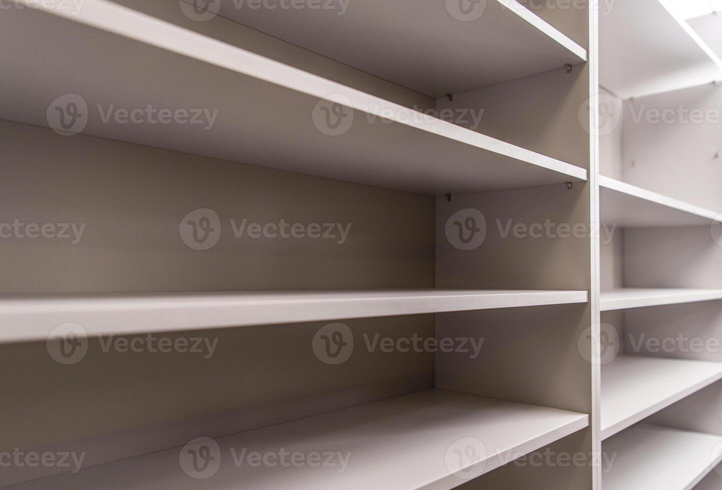 Simple, Modern Shelving Unit With Empty Spaces for Storage in a Contemporary Room photo