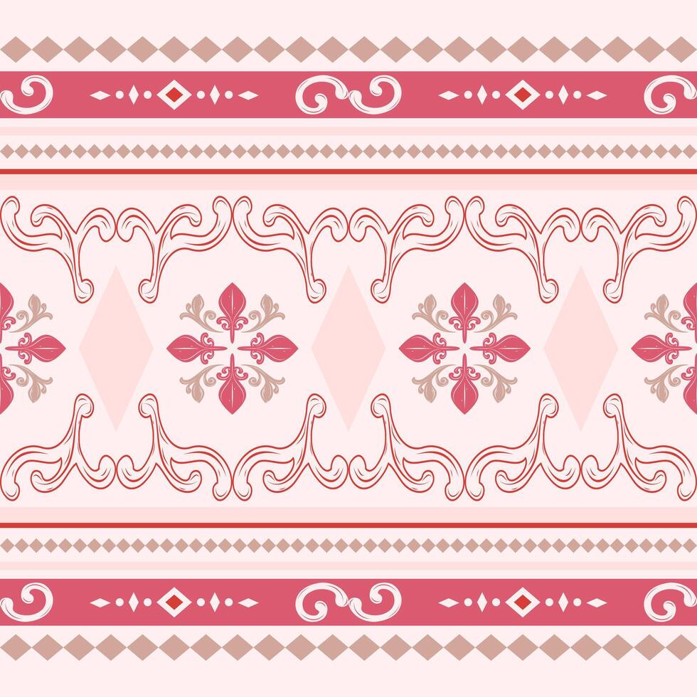 Beautiful Neatly Arranged Elegance Sweet Blooming Pattern with Pink and Gold Color. Scroll Classy Ornament Feminine Victorian Regency Embroidery Sweet Gentle Mood and Tone for Decoration Fabric Lace vector