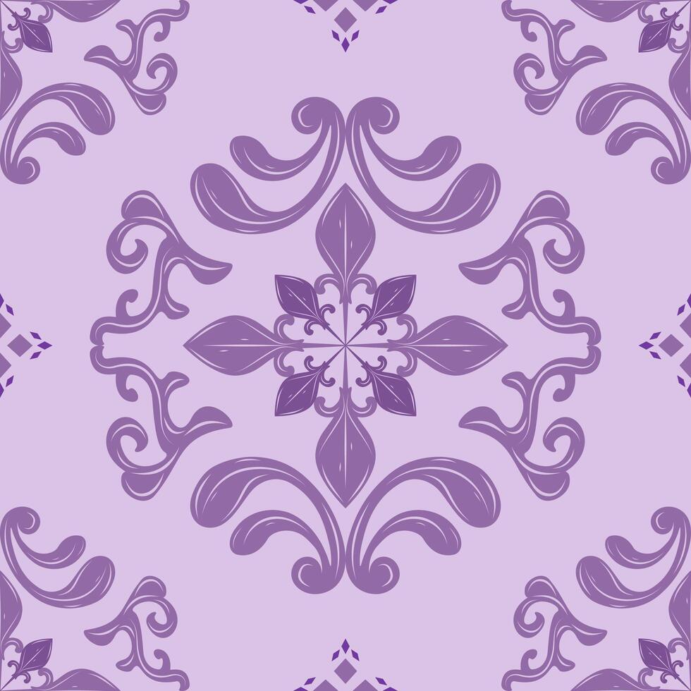 Gentle Lavender Pastel Elegance Sense of Baroque Detailed Repeat Pattern. Fine Elaborate Fleur de lis Medieval Luxury Design for Wallpaper Handicraft Embroidery Silk Weaves Ceramic Tiles Mosaic Carpet vector