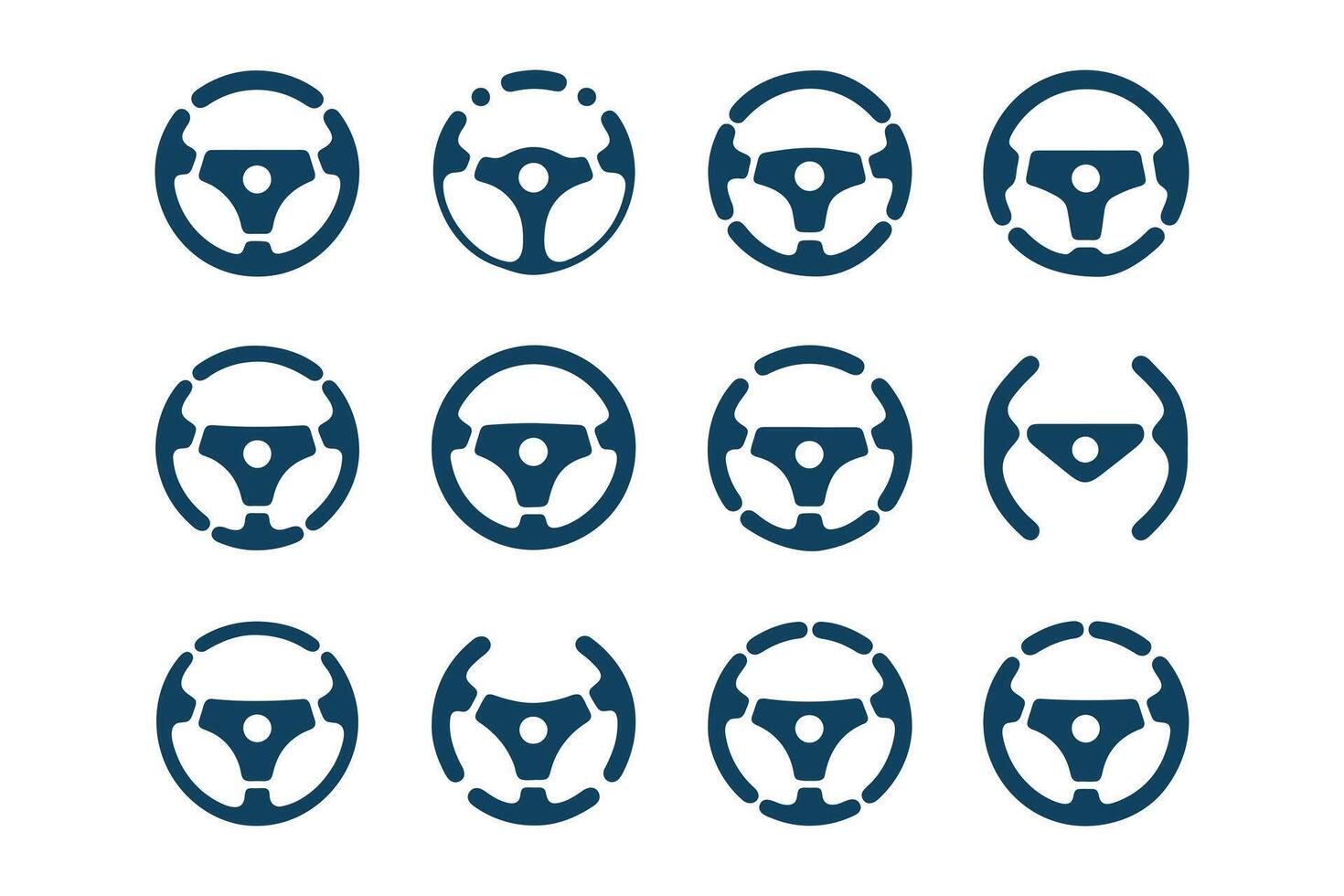 Twelve variations of a car steering wheel icon design vector