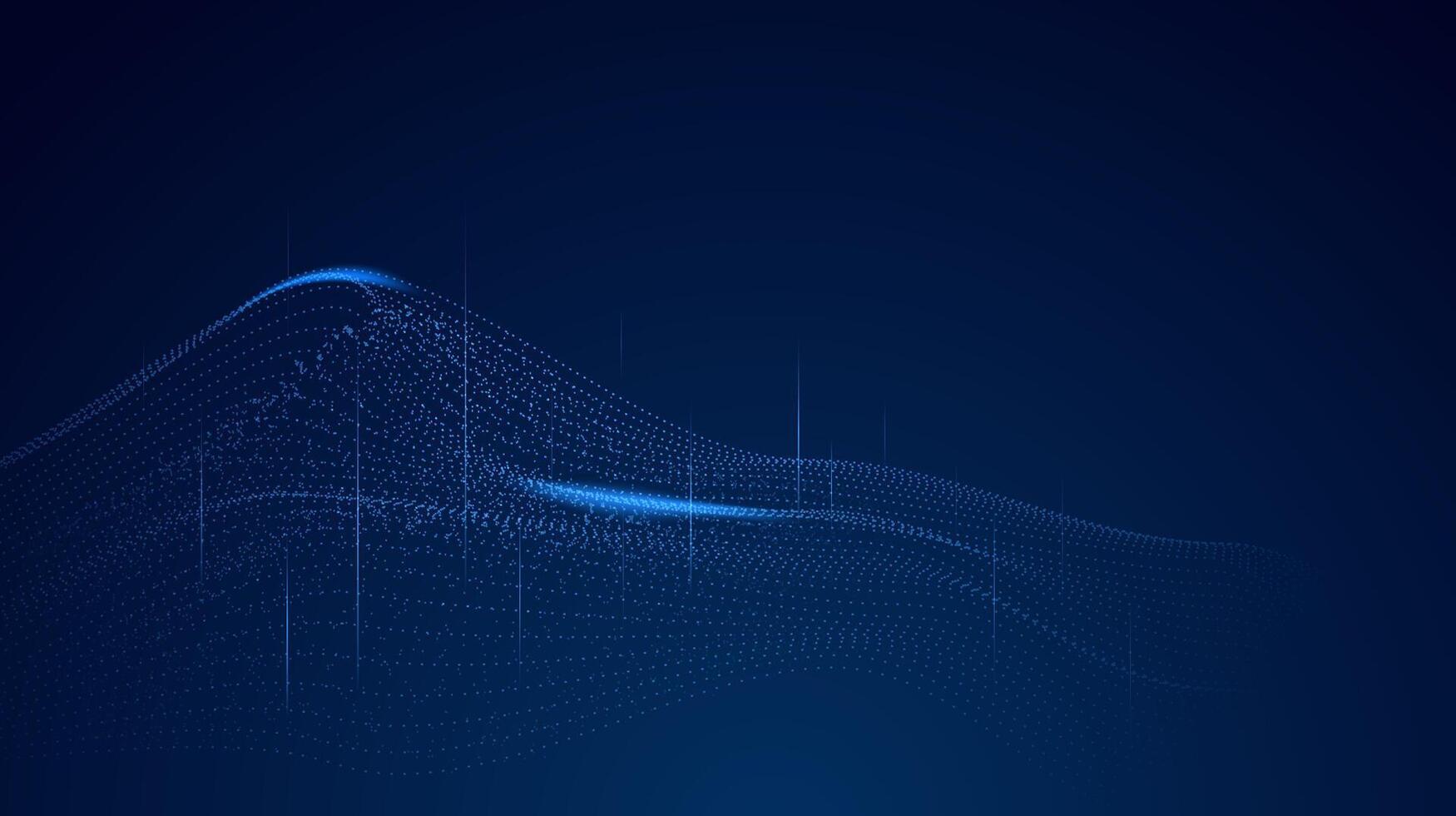 Futuristic Data Wave Background. Glowing Blue Particle Network for Digital Science, AI, Information Technology, and Innovative Business Concepts vector