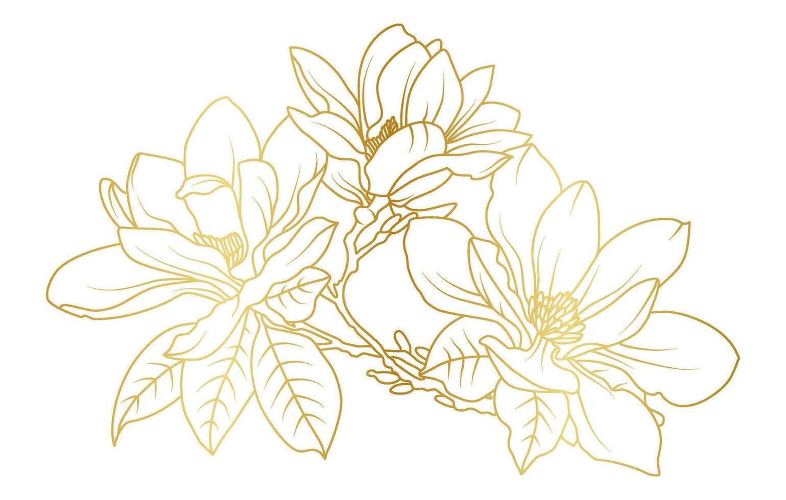 Magnolia floral design elements in luxury style for wallpaper, wedding, invitation, print template, illustration vector
