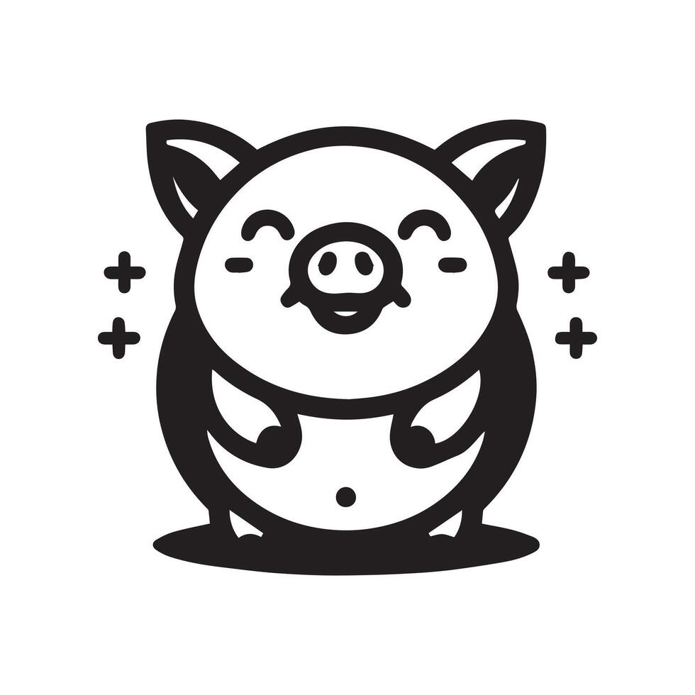 Smiling Piggy Logo Adorable Fat Pig logo for Branding vector