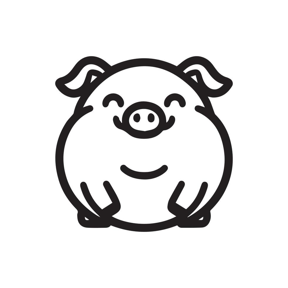Fat Pig Logo with Smile vector