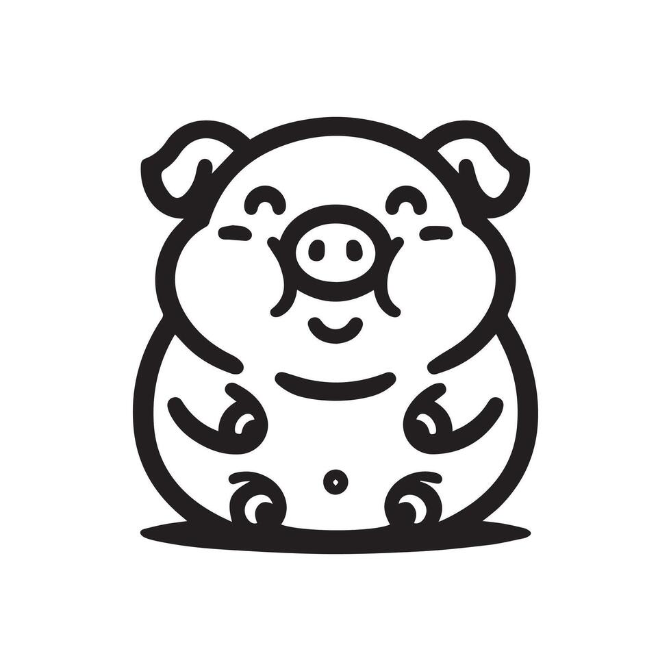 Happy Chubby Pig Logo vector