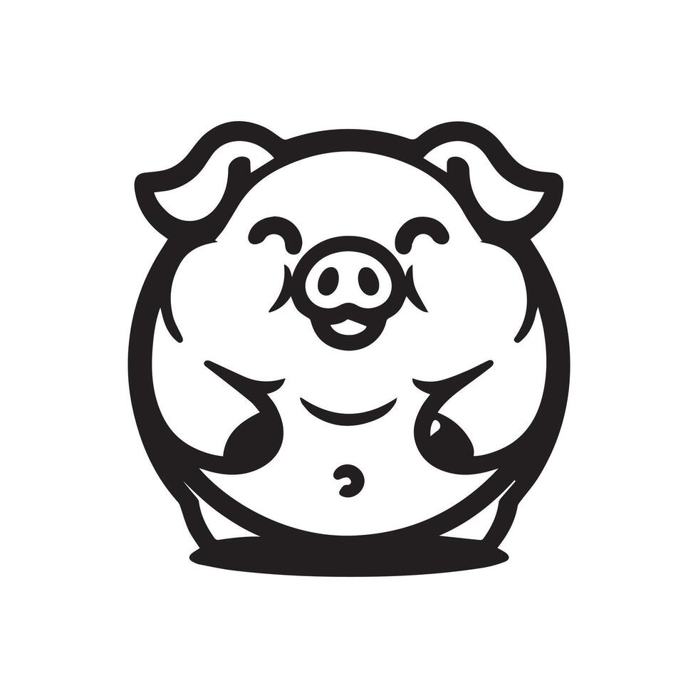 Smiling Pig Cartoon Logo vector