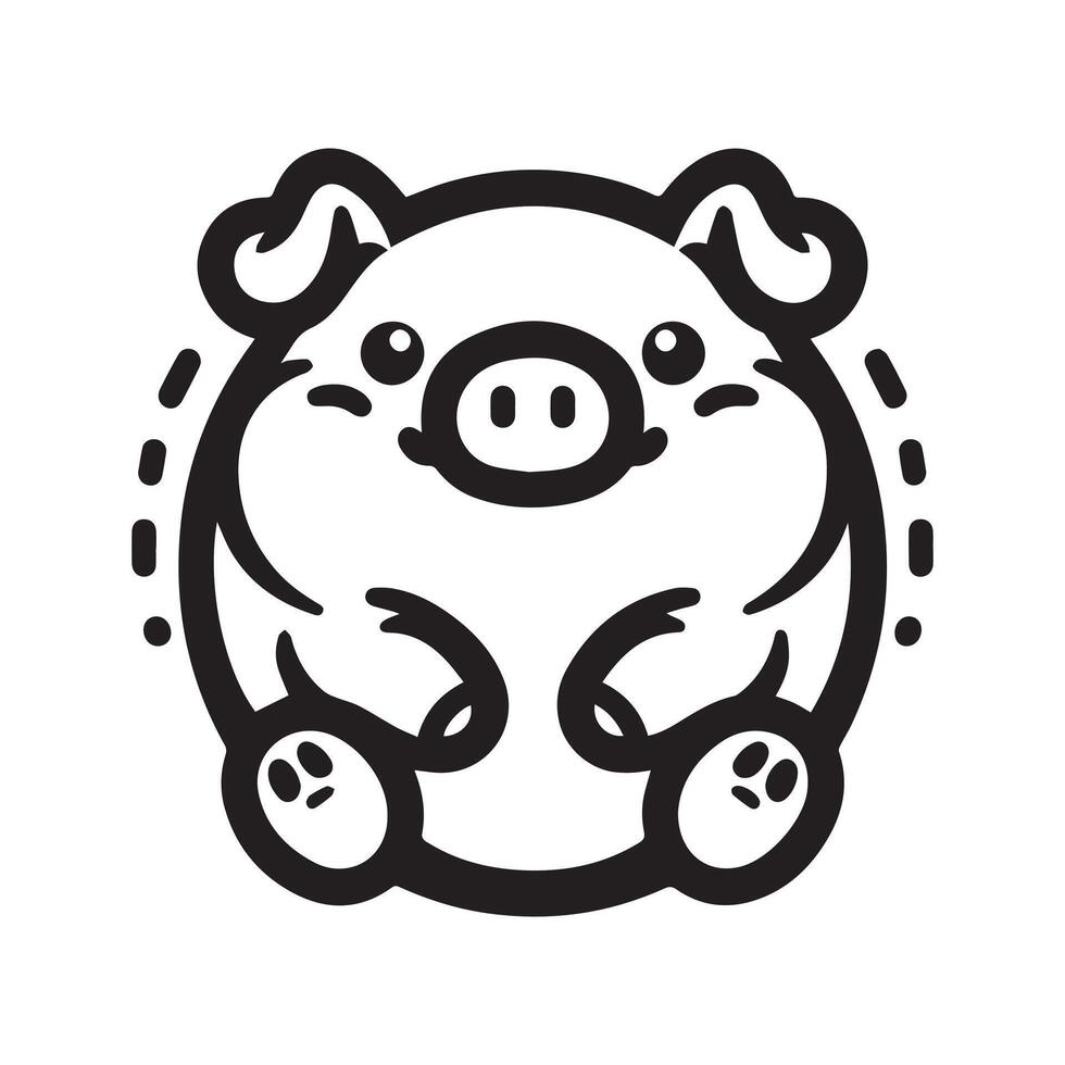 Laughing Pig Logo Cute Chubby Animal vector