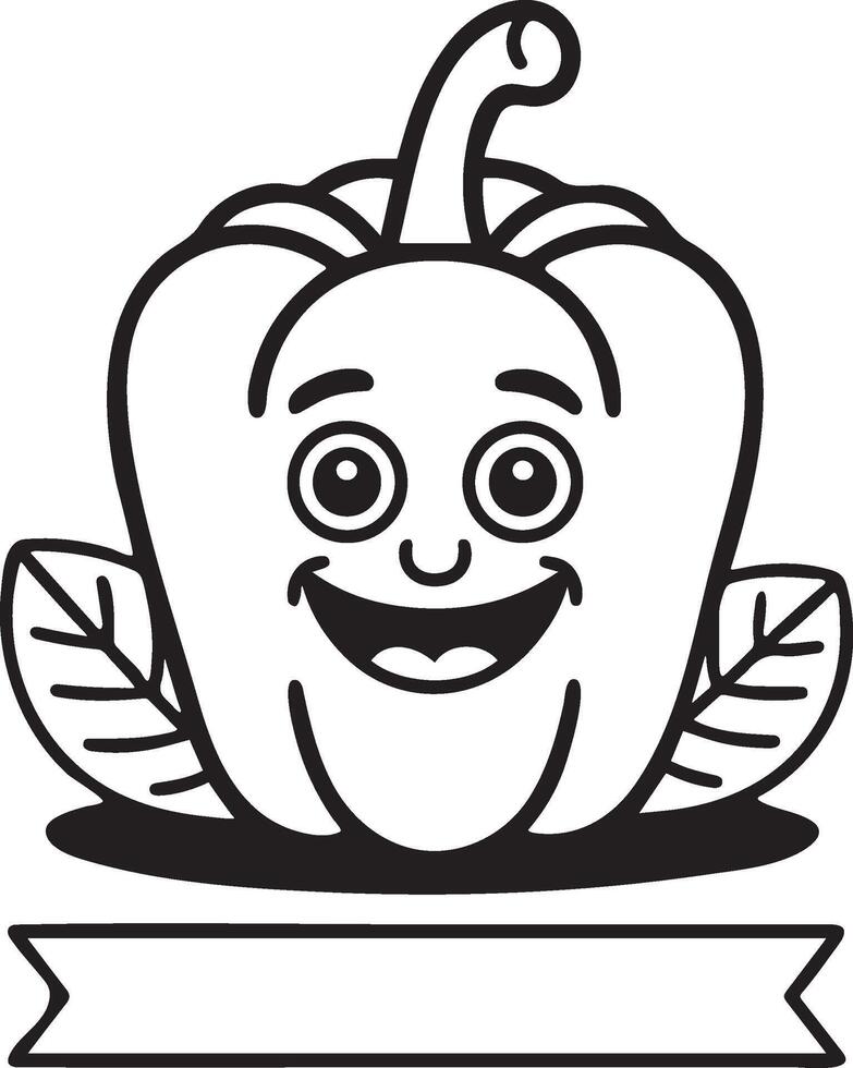 A smiling Capsicum outline illustration. vector