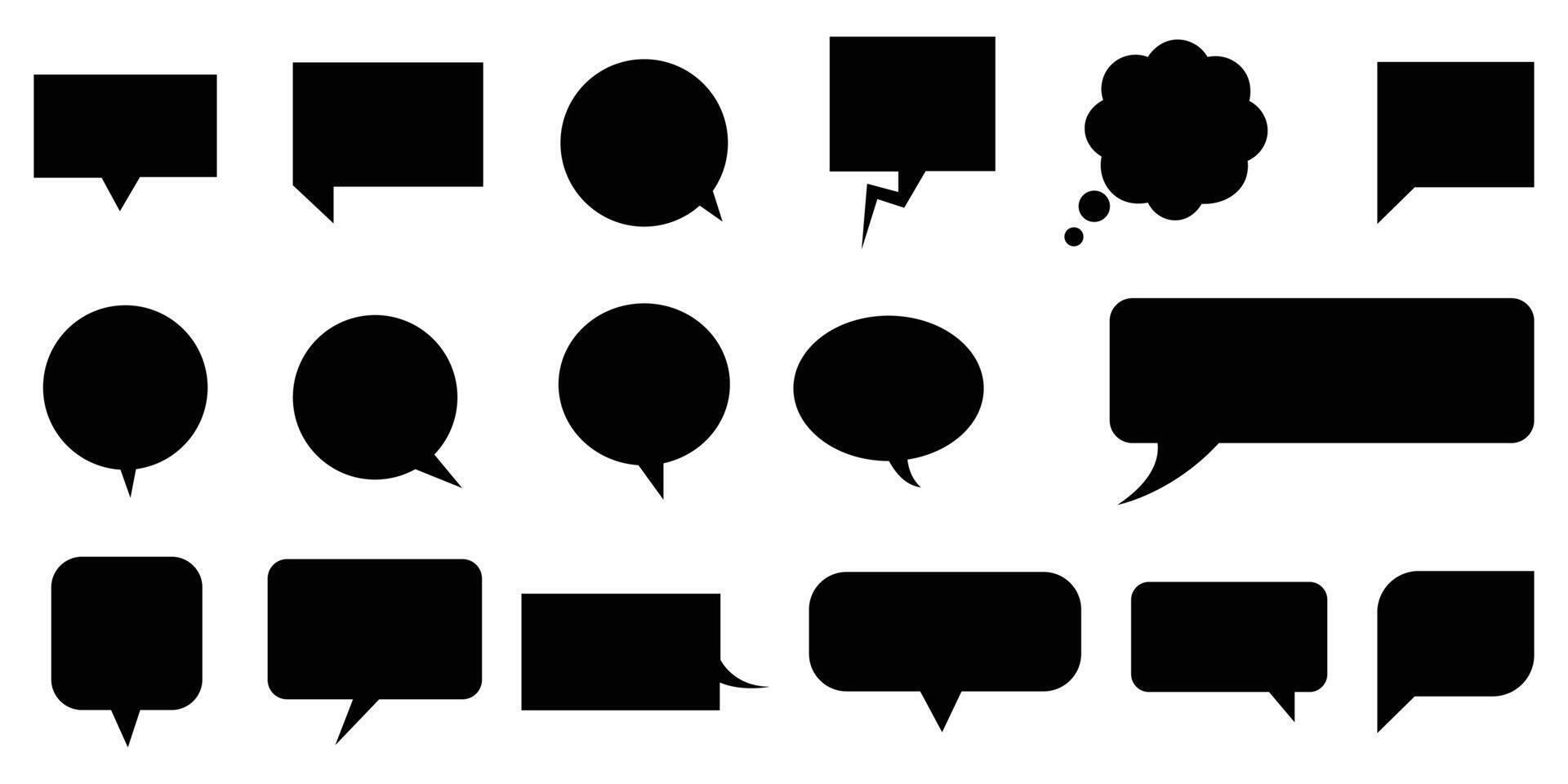 Set of speech bubbles. Speak bubble text, cartoon chatting box, message box. Blank empty blackspeech bubbles. Cartoon balloon word design. vector