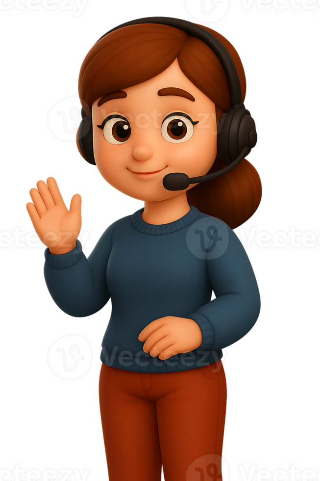 3D Characters of customer service girl png