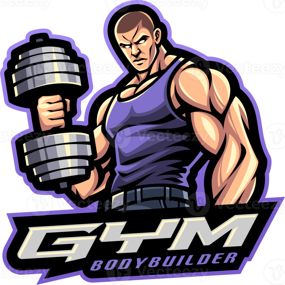 Gym bodybuilder mascot png