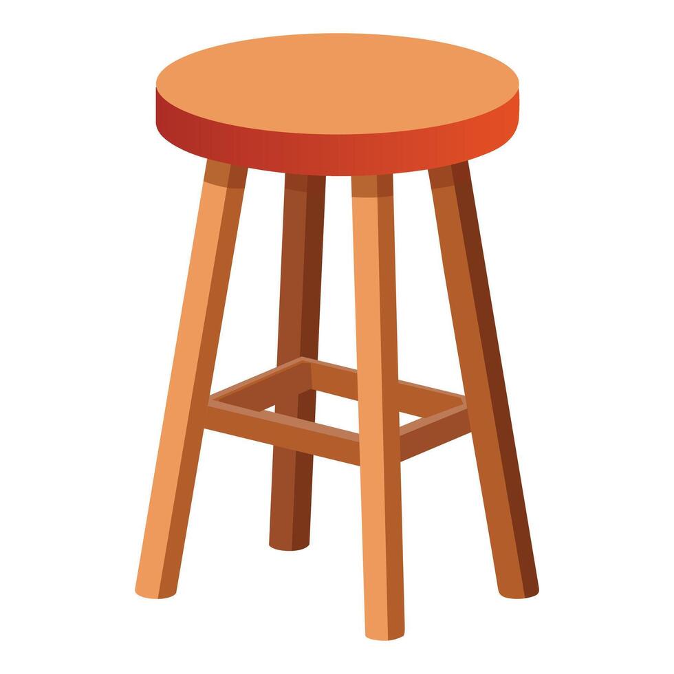 Isometric Wooden Stool Illustration with Round Seat on a White Background vector