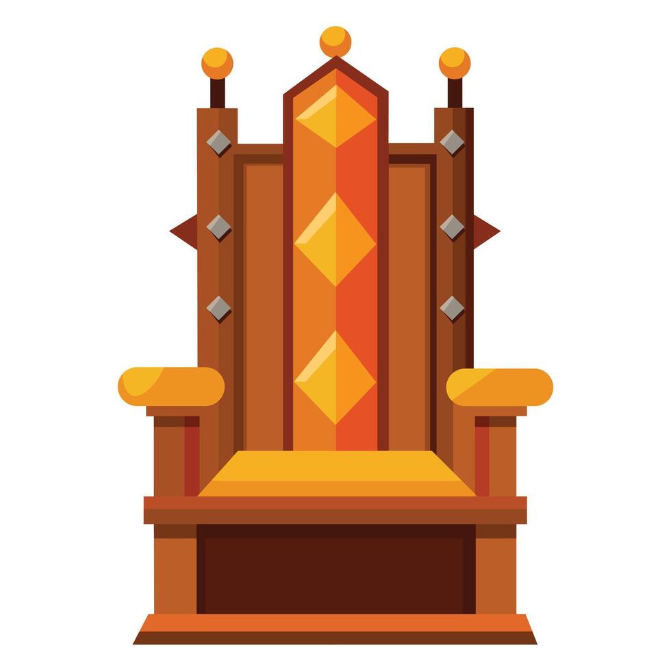 Stylized Royal Throne with Geometric Details and Warm Tones on a White Background Suitable for Design Projects vector