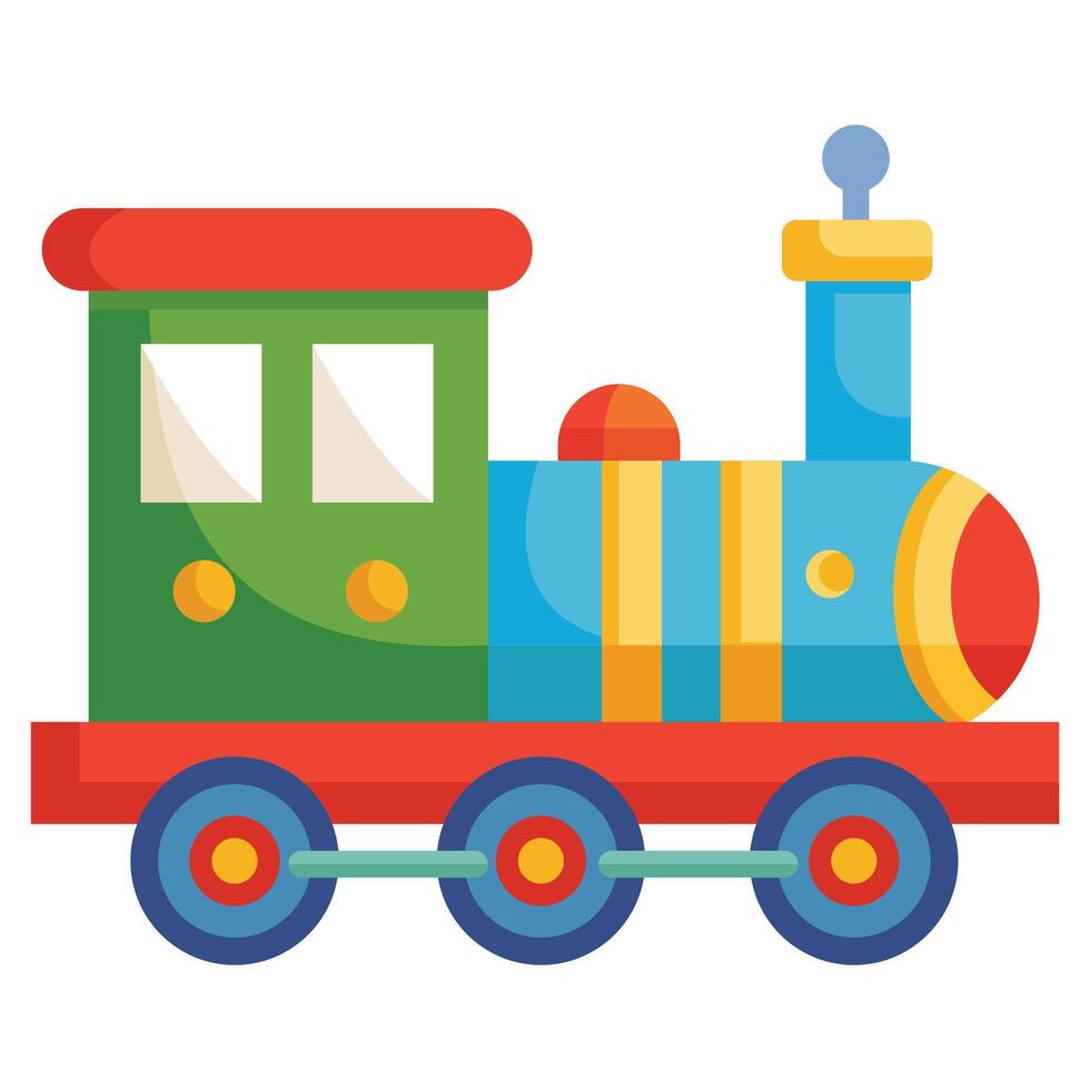 Colorful Toy Train Illustration with Red Green Blue and Yellow Elements vector