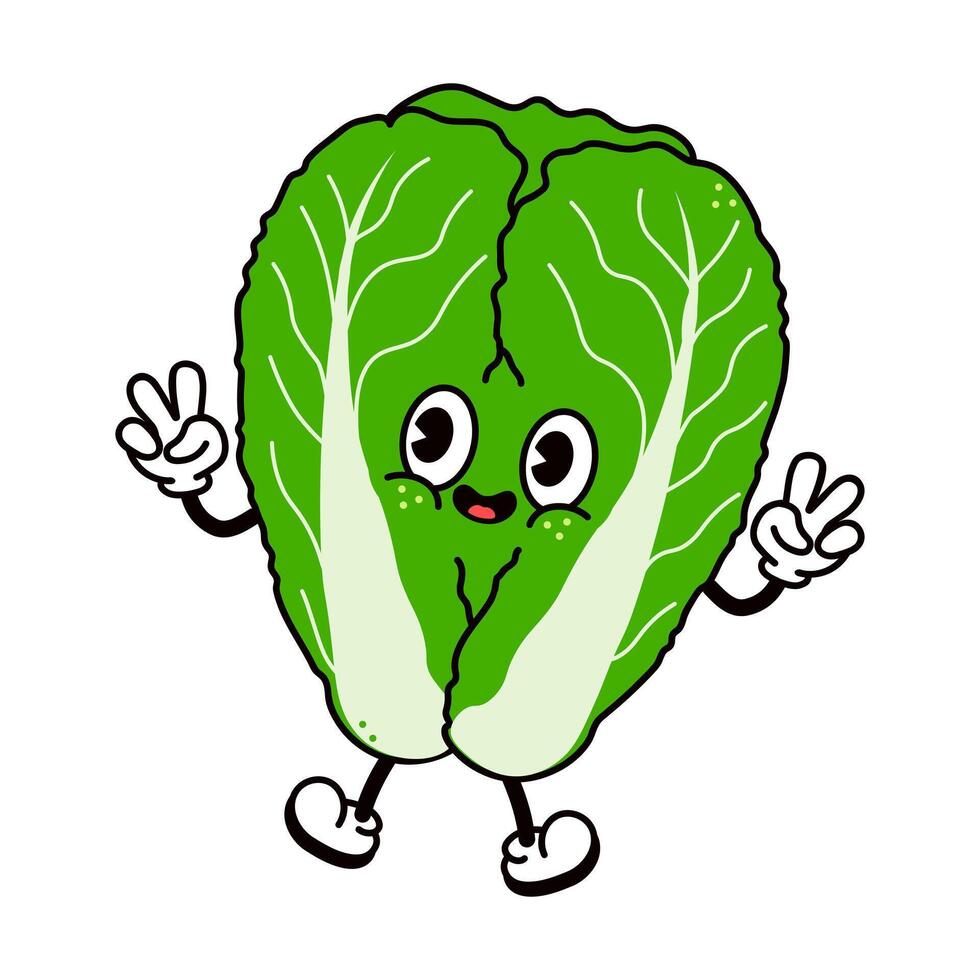 Cartoon Napa Cabbage waving and smiling, bringing a touch of whimsy to healthy eating and vegetarian lifestyles vector
