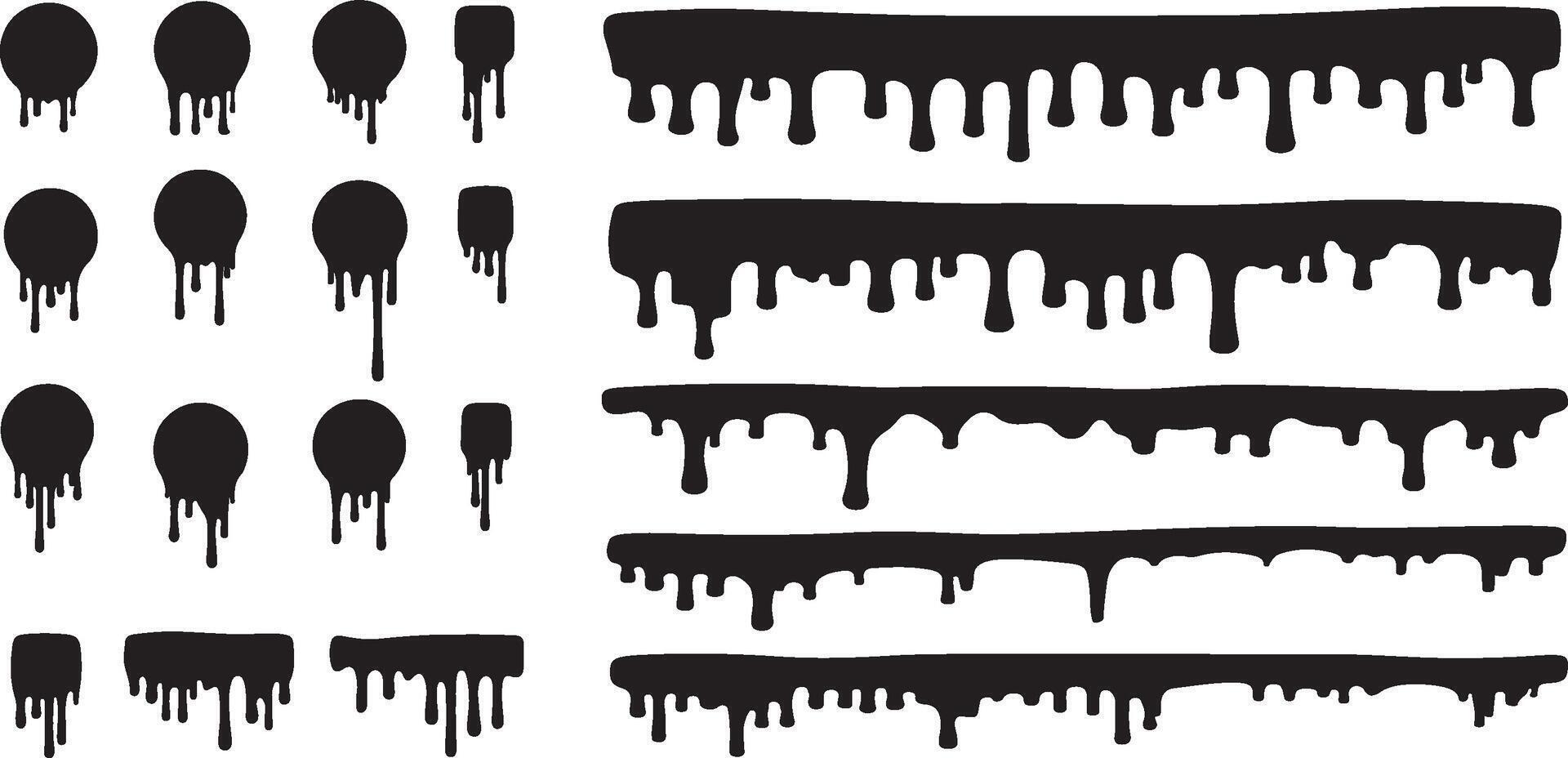 Dripping Paint Silhouettes in Various Shapes and Patterns for Creative Graphic Design, Art Projects vector