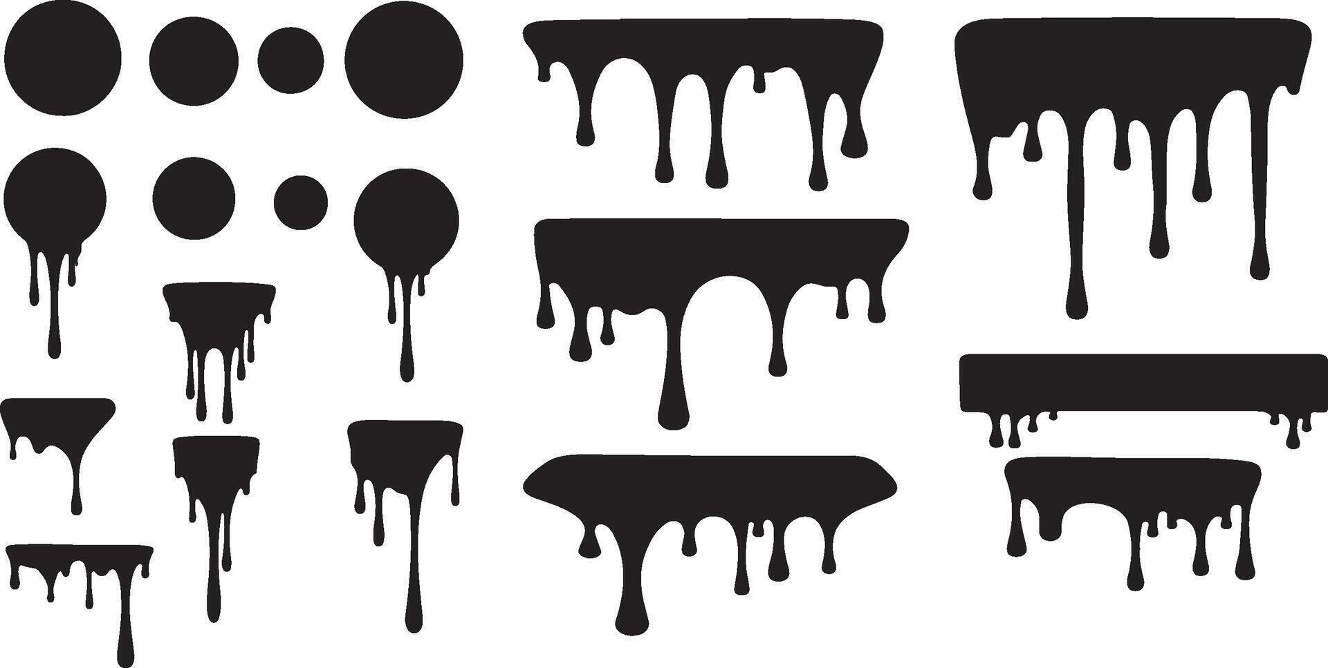 Dripping Paint Silhouettes Various Shapes and Patterns for Creative Graphic Design, Art Projects vector