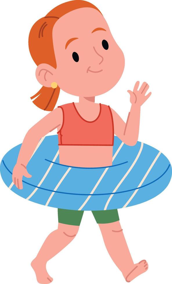 Small Girl with Swim Ring vector