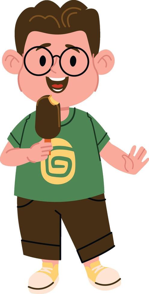 Boy Enjoying Ice Cream vector