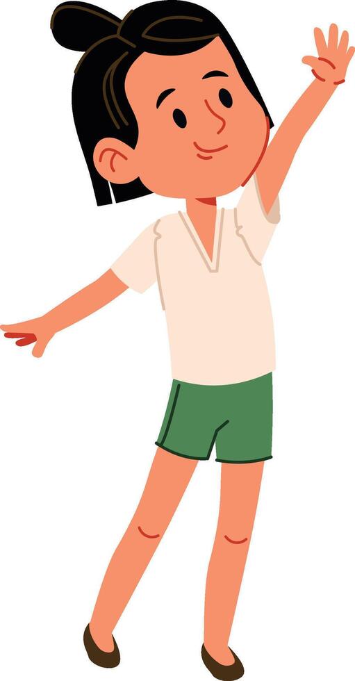 Cheerful Girl Raising Hand vector