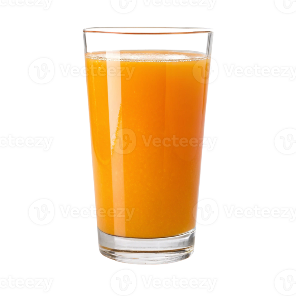 orange juice in a glass on a transparent background png