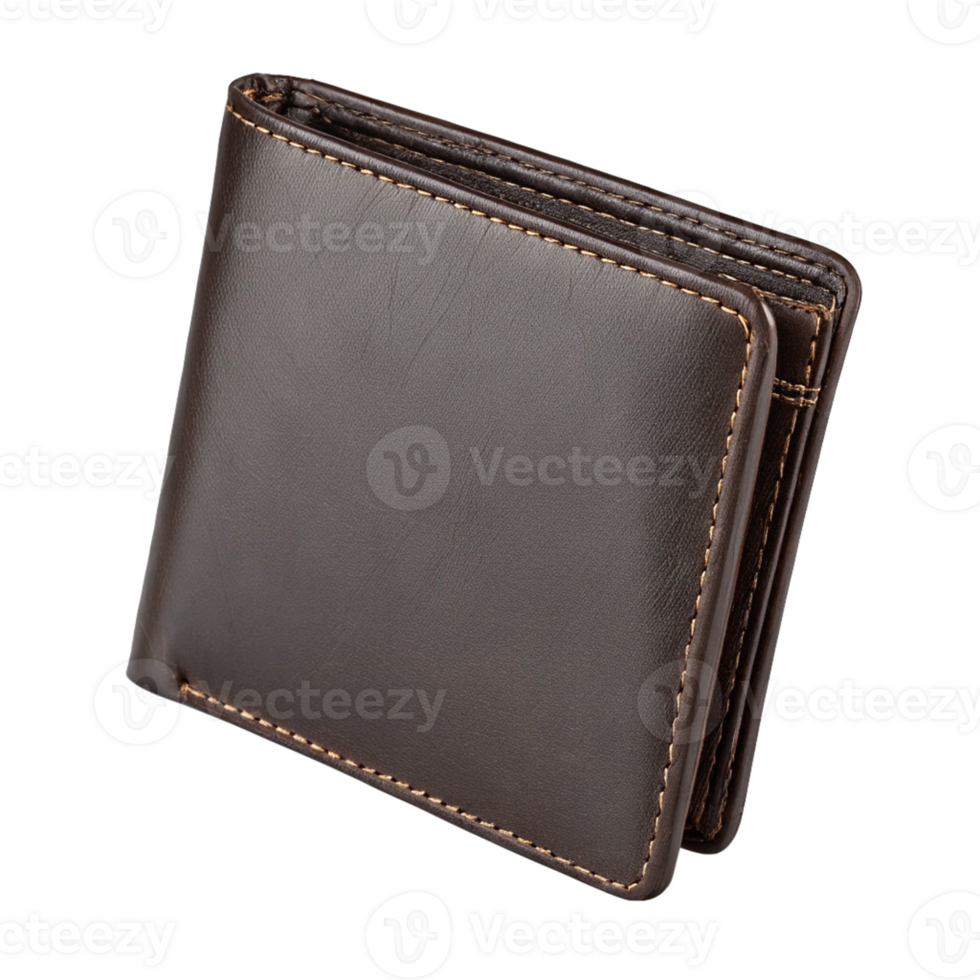 a brown leather wallet on a transparent background png