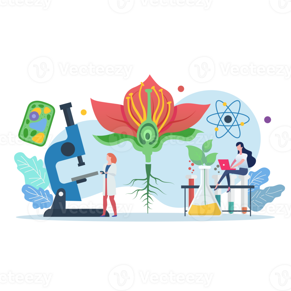 Biology scene with miniature people. png