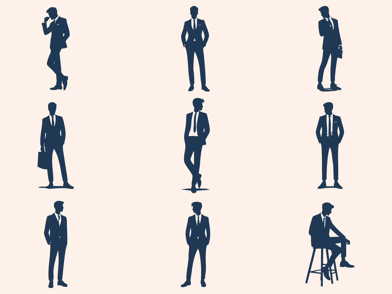 Sharp-suited businessman shown in silhouette. vector