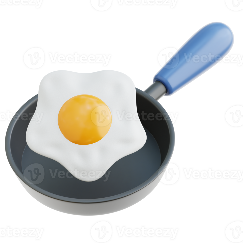 Frying Pan with Egg 3d Illustration png