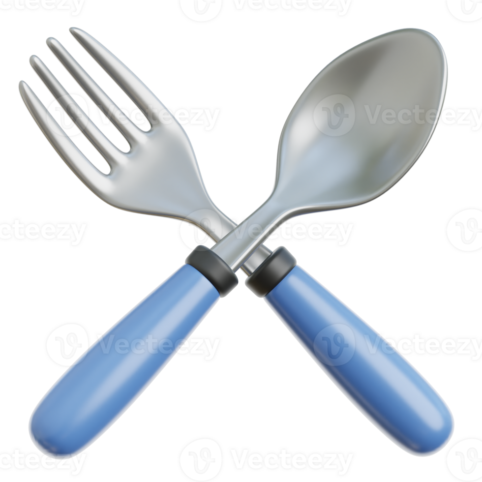 Spoon and Fork 3d Illustration png