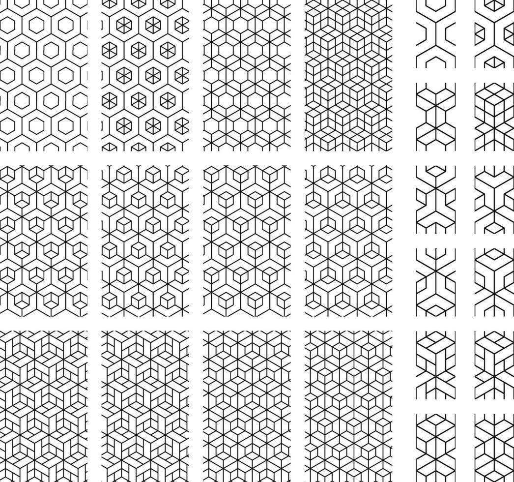 Hexagonal seamless geometric patterns and background collection. vector