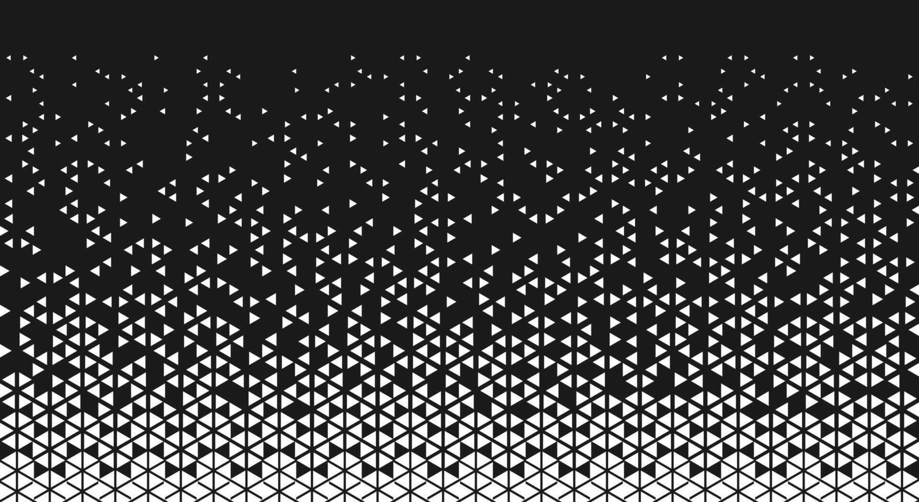 Black white triangle geometric pattern background illustration with seamless halftone effects for print and web vector