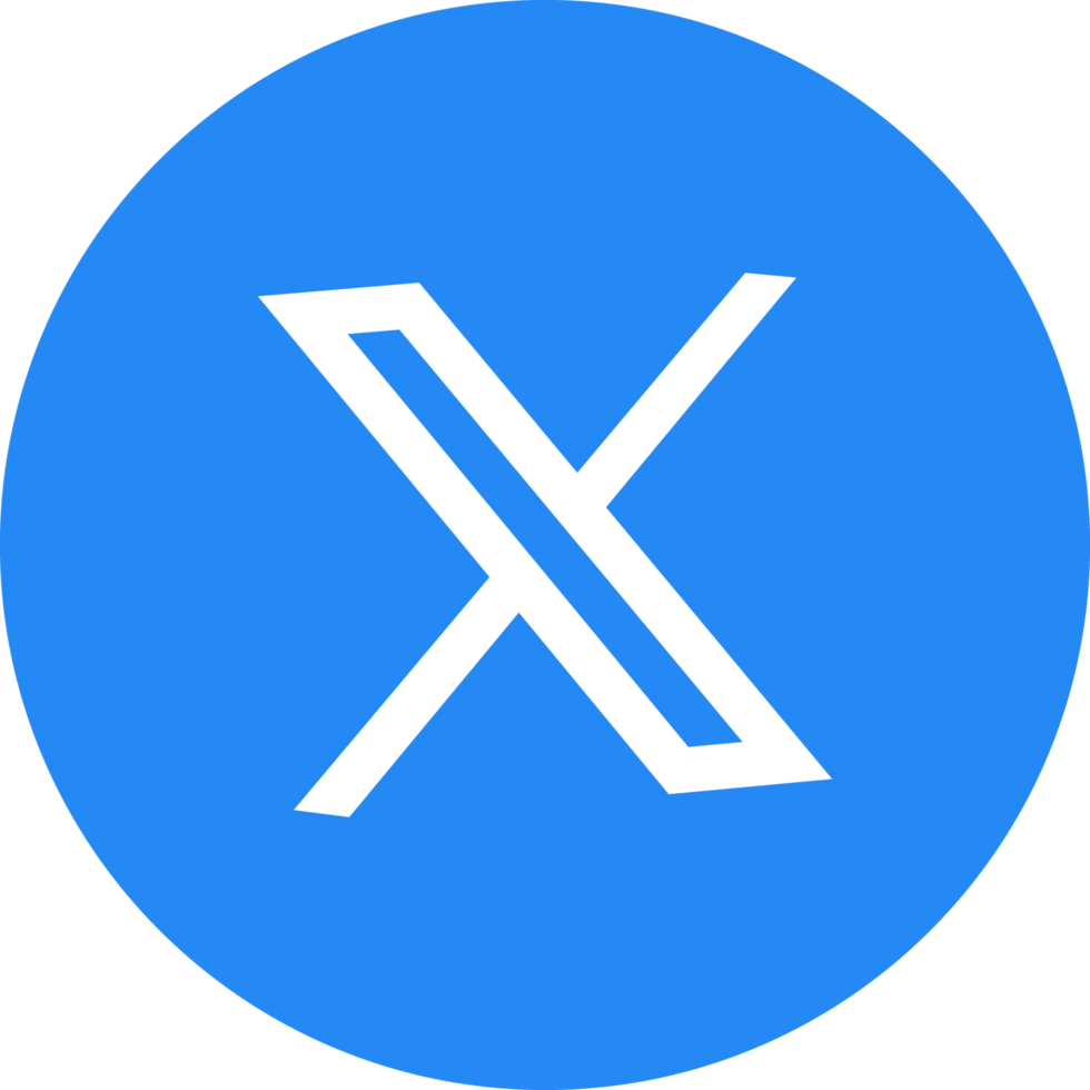 X icon in blue circle with transparent background png