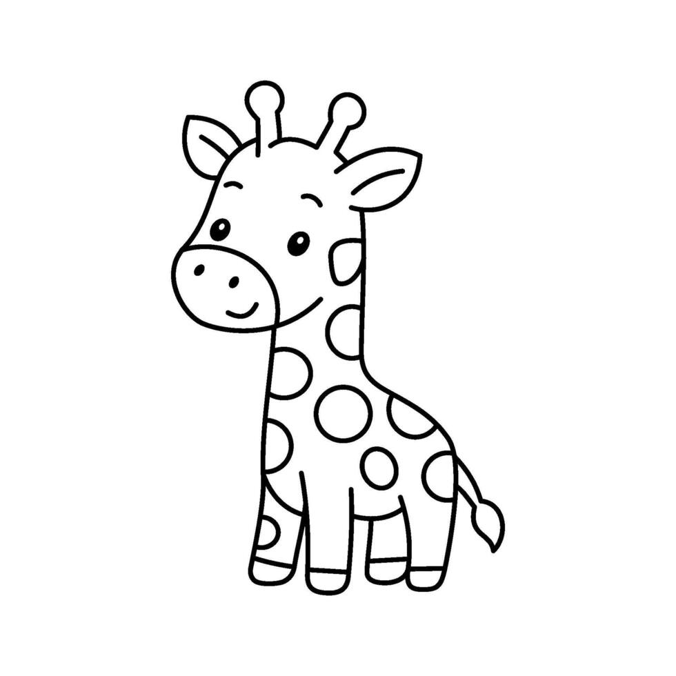Cute cartoon Giraffe coloring book illustration design templates simple and modern isolated on white background vector