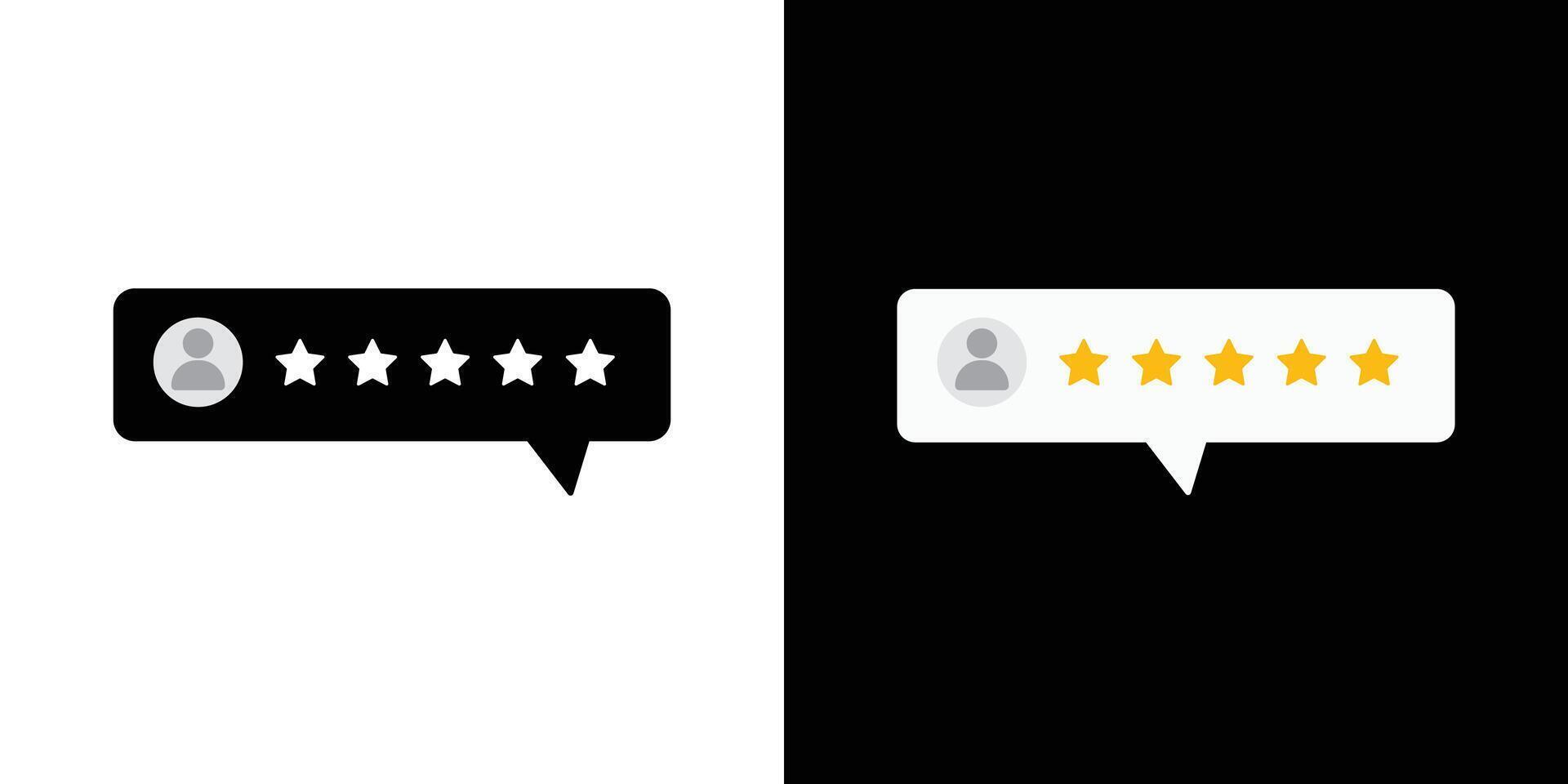 Five star rating displayed in a speech bubble. Five star rating. User comment, Feedback, Review, rate us concept. vector