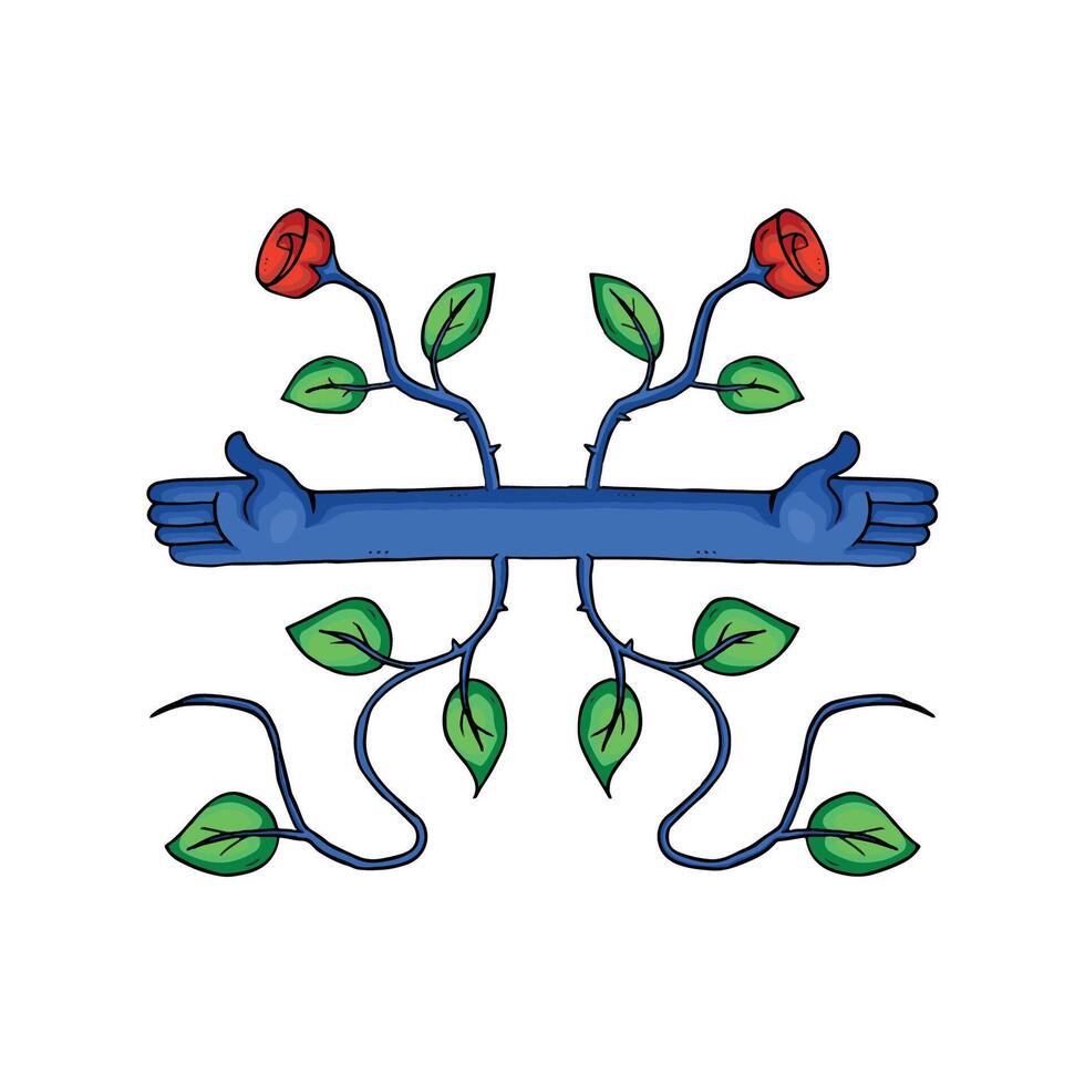 Illustration art image of two hands with leaves and flowers vector