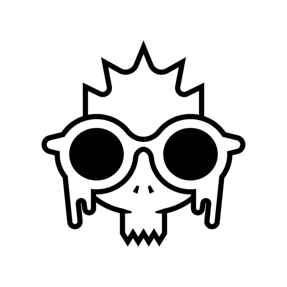symbol logo of a pointed skull head with melted glasses vector
