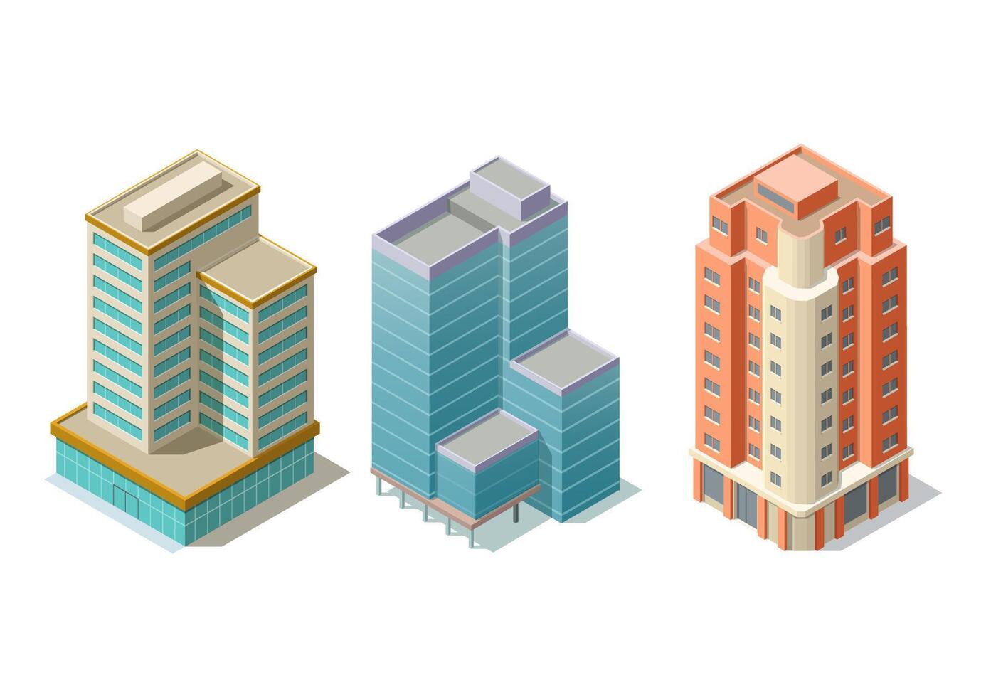 Set of isometric modern building for map or game asset vector