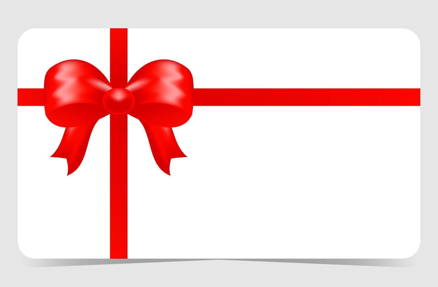 Gift card with realistic red bow and crossed ribbons. illustration isolated vector