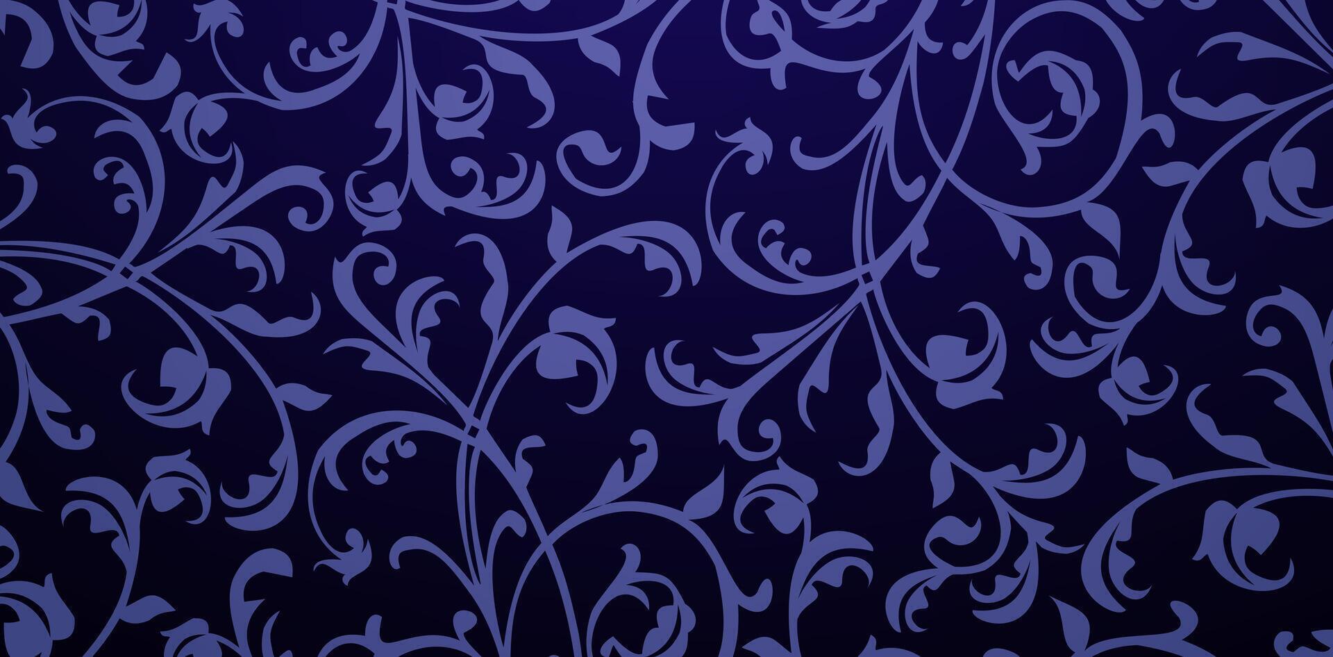 dark blue floral wallpaper with swirls background pattern elements in the style of baroque Scrollwork Textured for Invitations and Stationery, pages fills, Fashionable modern textile material vector