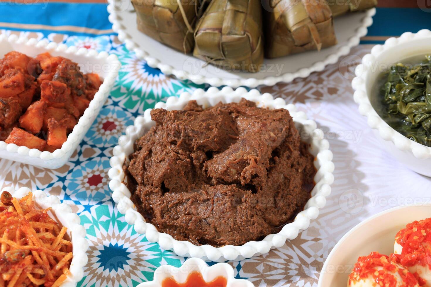 Close Up Rendang, Minangnese Bees Stew from Indonesia. photo